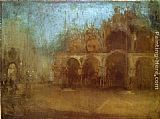 Famous Gold Paintings - Nocturne Blue and Gold - St Mark's, Venice